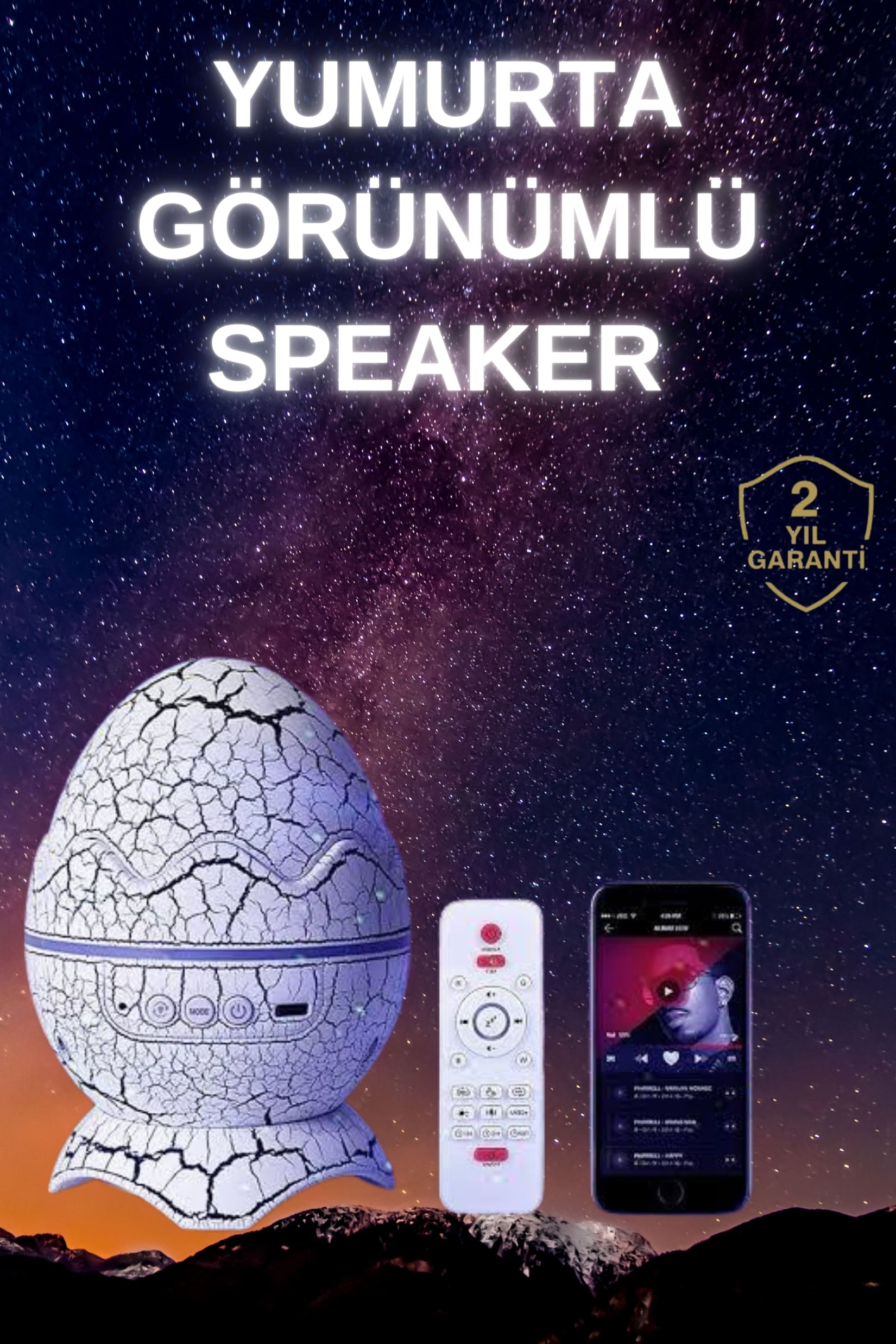 1-8 Yumurta Şeklinde Su Dalgalı Bluetooth Speaker Lamba Renkli Şarjlı - Vipsepet - Görsel 1