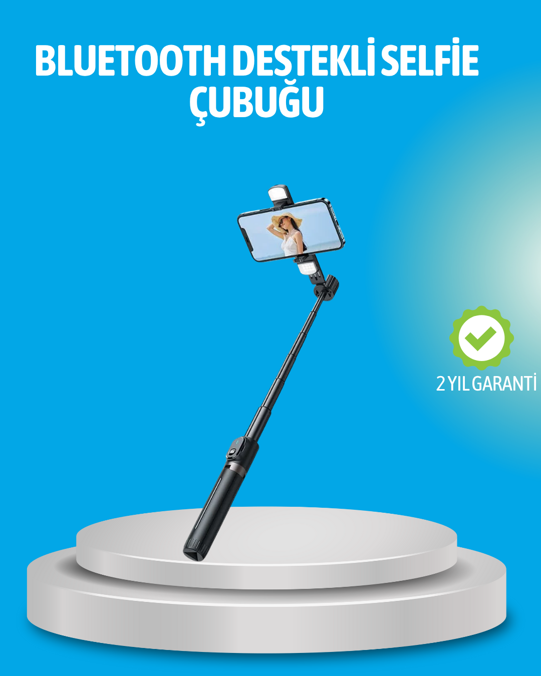 1-8 Bluetooth Işıklı Uzaktan Kumandalı Selfie Çubuğu – 130 cm Yükseklik - Vipsepet - Görsel 1