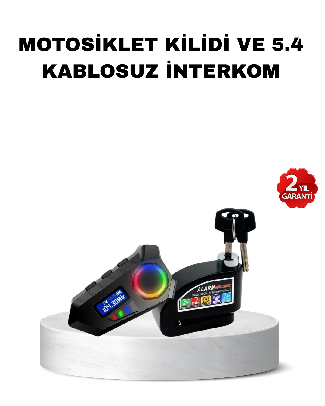 1-8 Bluetooth 5.4 İntercom ve Alarmlı Disk Kilidi Seti Güçlü Ses ve Güvenlik - Vipsepet - Görsel 1