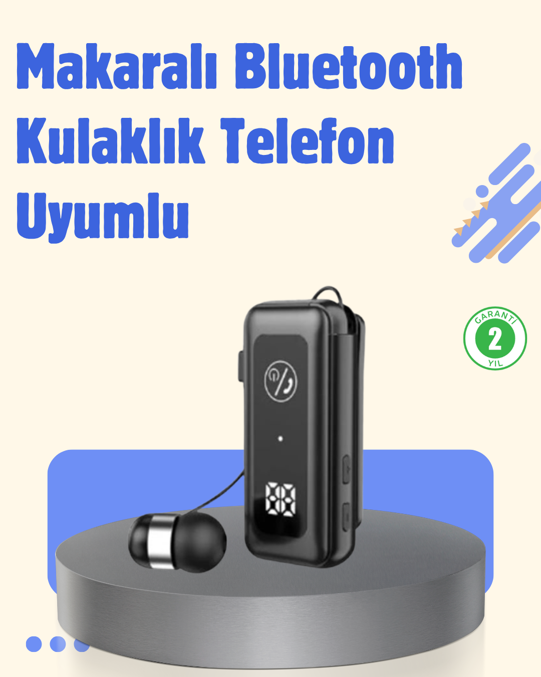 1-81 Bluetooth 5.2 Kablolu Makaralı Kulaklık | Dijital Ekran ve Titreşimli Bildirim - vipsepet - Görsel 1