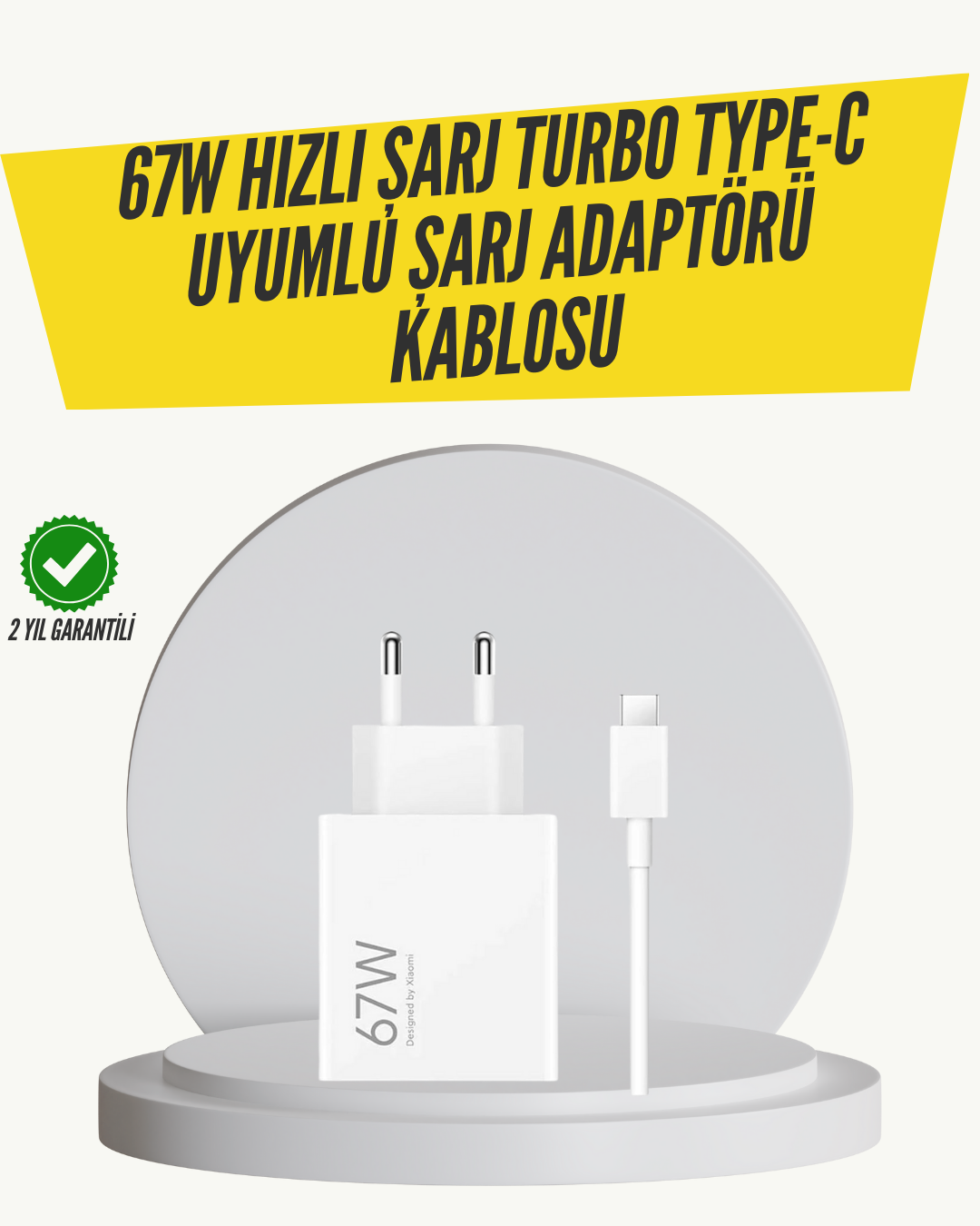 1-82 67W Turbo Hızlı Şarj Adaptörü ve Type-C Kablo Güvenli Şarj Teknolojisi - Vipsepet - Görsel 1