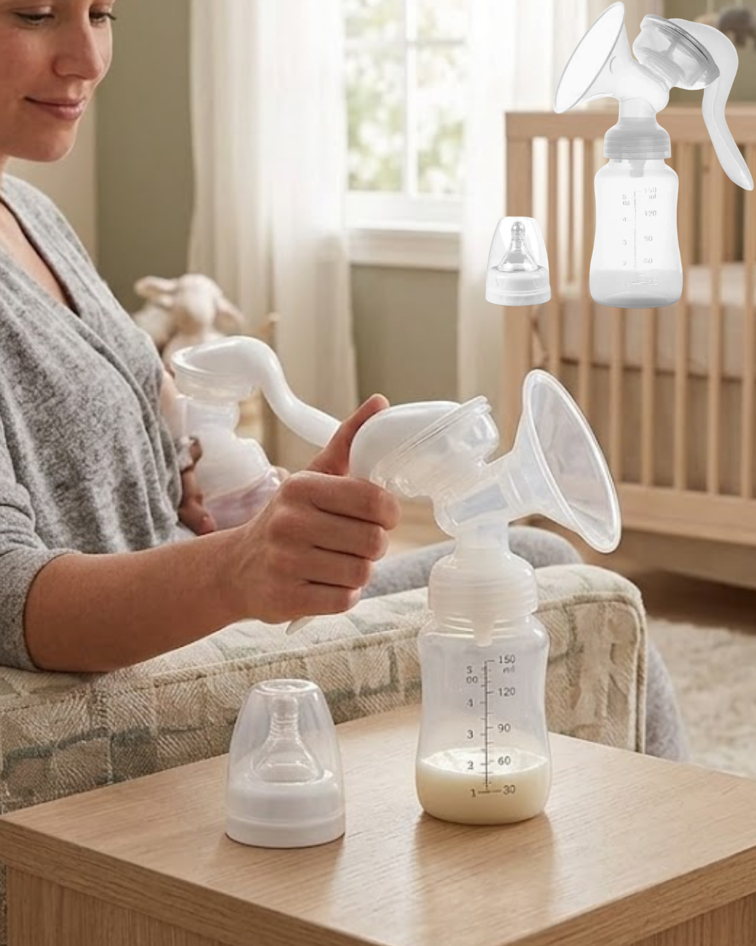1-83 Manuel Göğüs Pompası Masaj Özellikli BPA İçermez Taşınabilir 180 ML - Vipsepet - Görsel 1