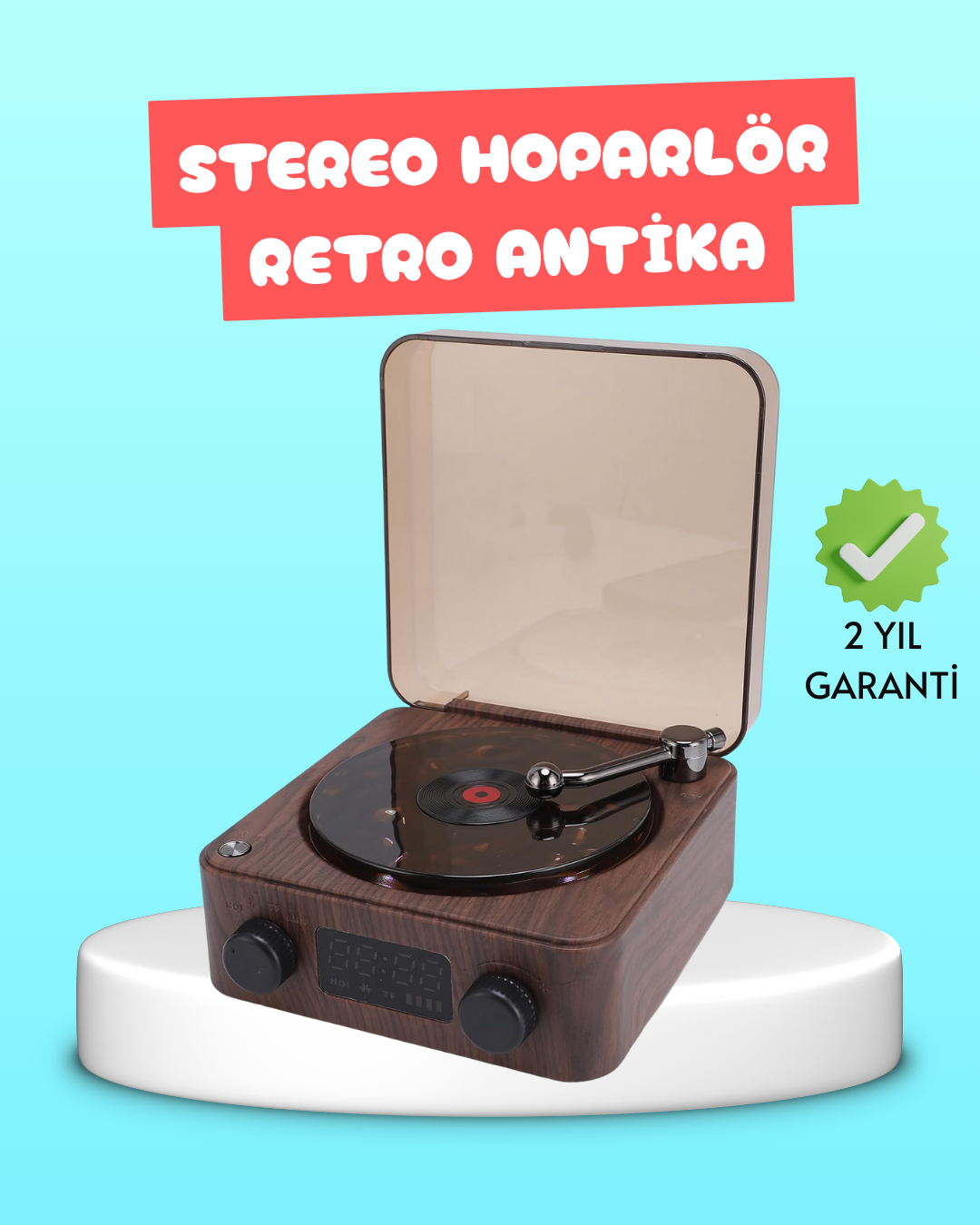 1-85 3-1 Arada Gece Lambalı Bluetooth Hoparlör – Saat Ekranlı Stereo Ses - Vipsepet - Görsel 1