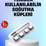 Yeniden Kullanılabilir 304 Çelik Metal Buz Küpleri 4'lü Set - Vipsepet