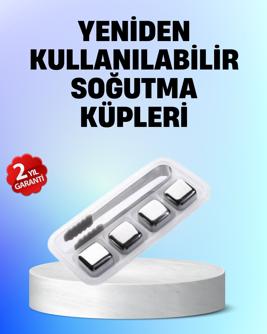 1-95 Yeniden Kullanılabilir 304 Çelik Metal Buz Küpleri 4'lü Set - Vipsepet - Görsel 1