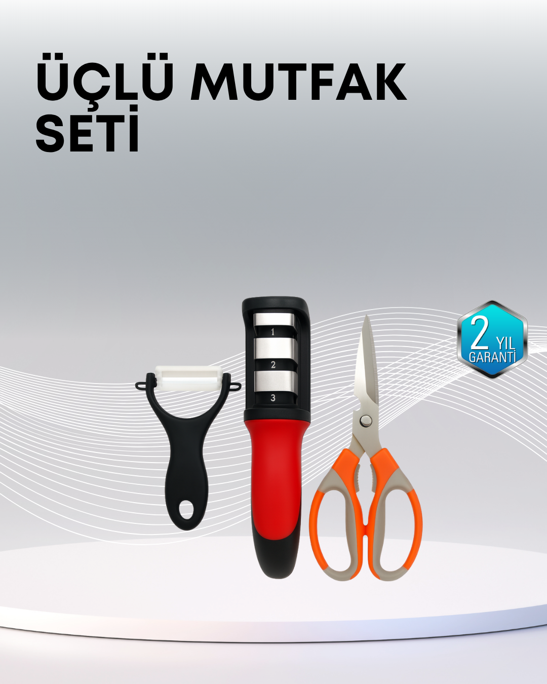 1-96 Çok Fonksiyonlu Mutfak Makas Seti – 3 Makas, Bileyici ve Soyacak Dahil - Vipsepet - Görsel 1