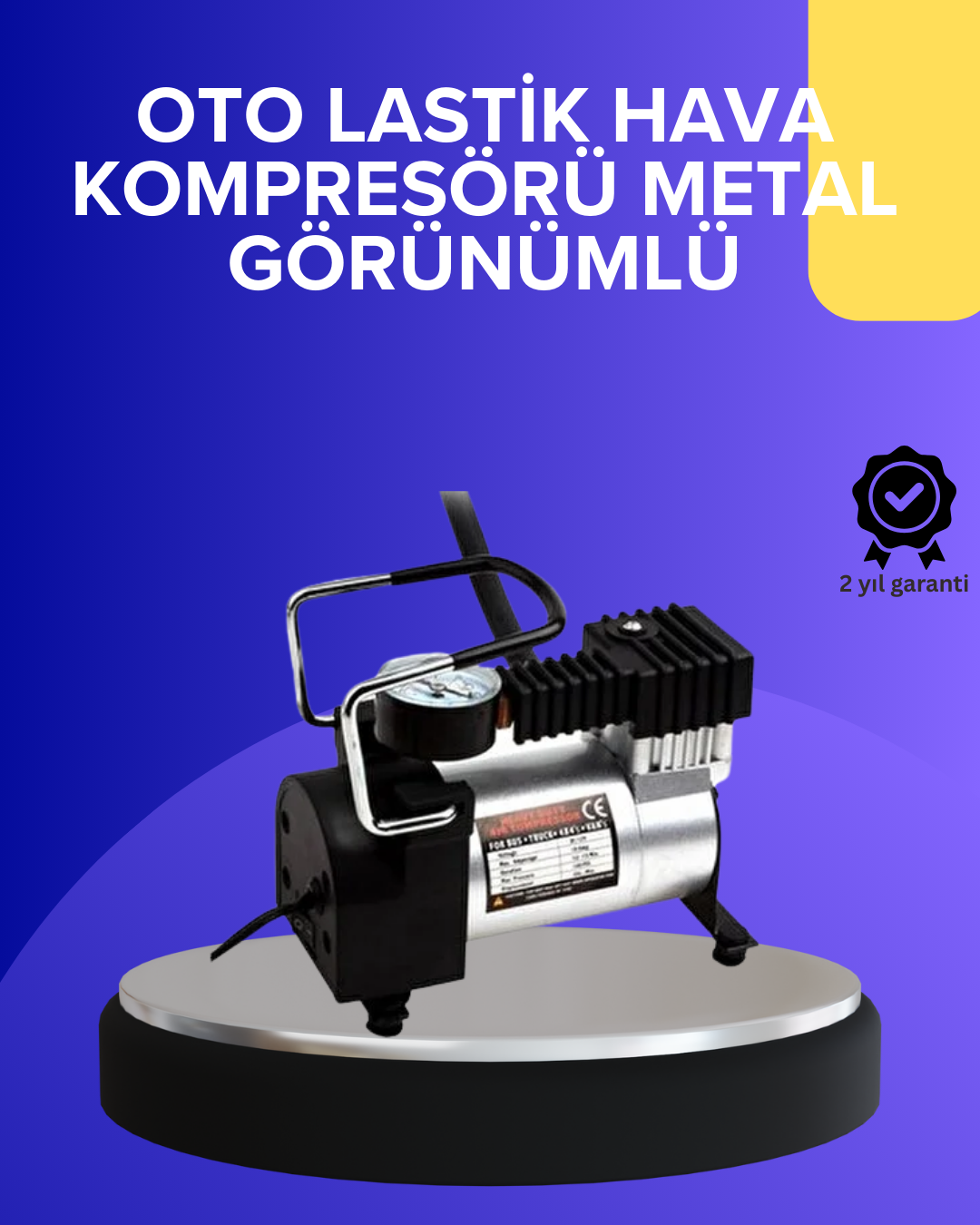 1-96 Metal Gövdeli Oto Lastik Hava Kompresörü 12V 140 PSI Hızlı Şişirme - Vipsepet - Görsel 1