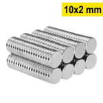 10 Adet 10x2mm Yuvarlak Neodyum Mıknatıs Güçlü Magnet Nikel Kaplamalı ( Vipsepet )