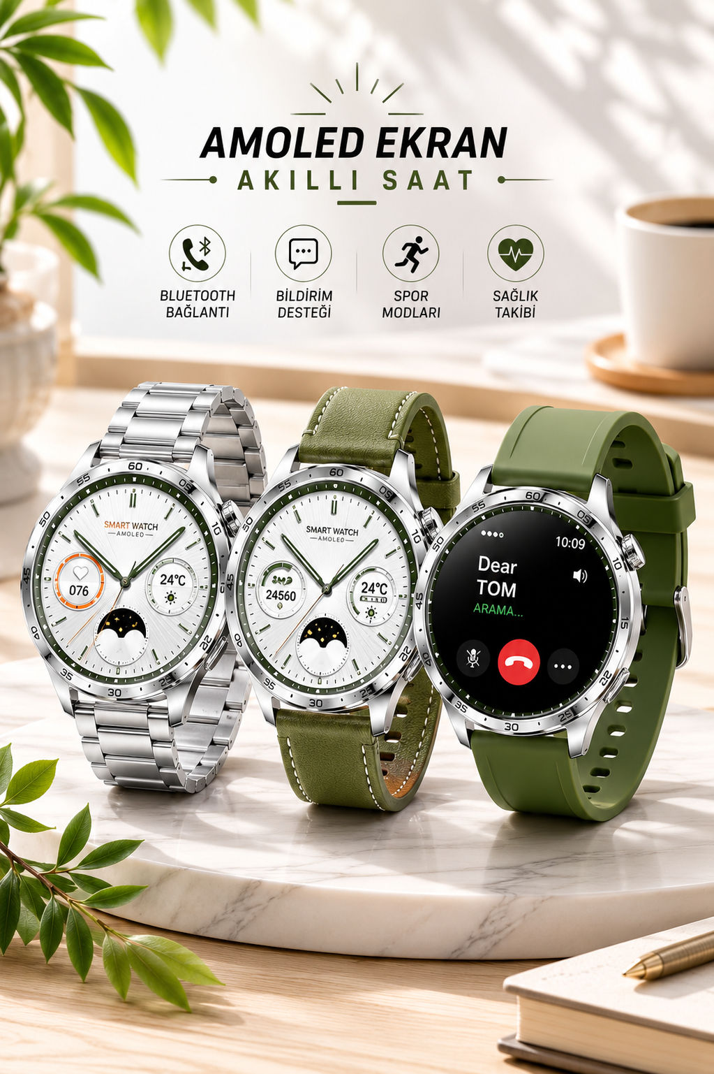 107cd525-0341-4ca3-a948-9a6418580dd3 Akıllı Saat Sesli Görüşme Uyku ve Sağlık Takibi NFC Uyumlu - Vipsepet - Görsel 1