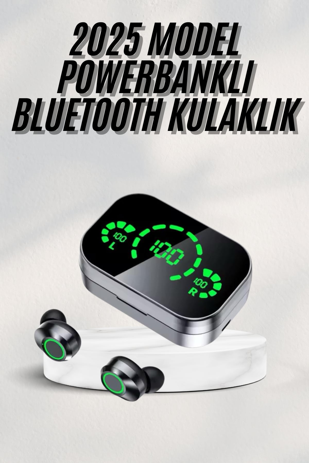 11-100 Yeni Nesil Bluetooth Kulaklık Çağrı Cevaplayabilen Dijital Göstergeli Powerbankli - vipsepet - Görsel 1