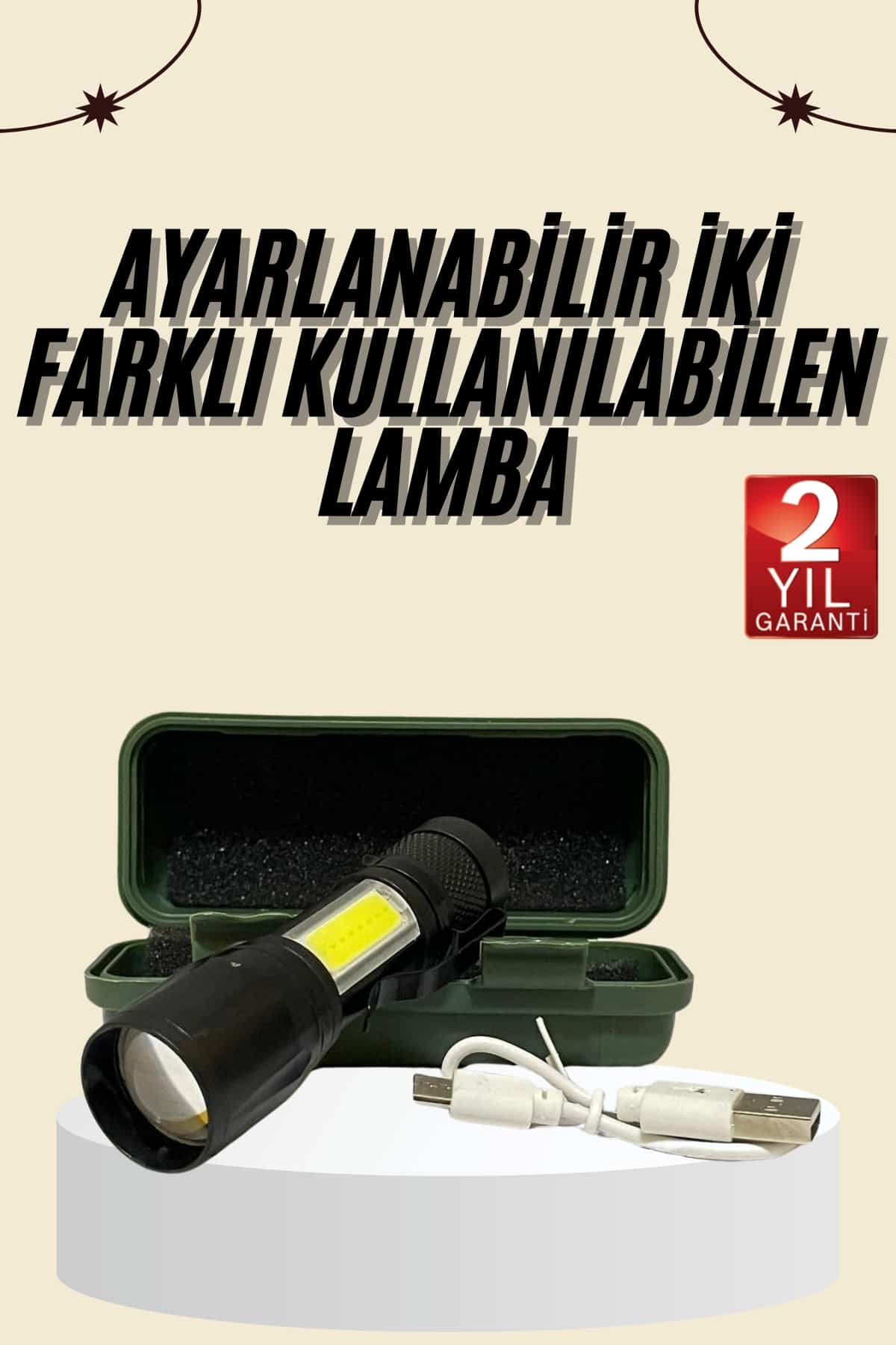 11-131 Uzun Menzilli Şarjlı El Feneri Uzun Ömürlü Led Işık Lamba - Vipsepet - Görsel 1