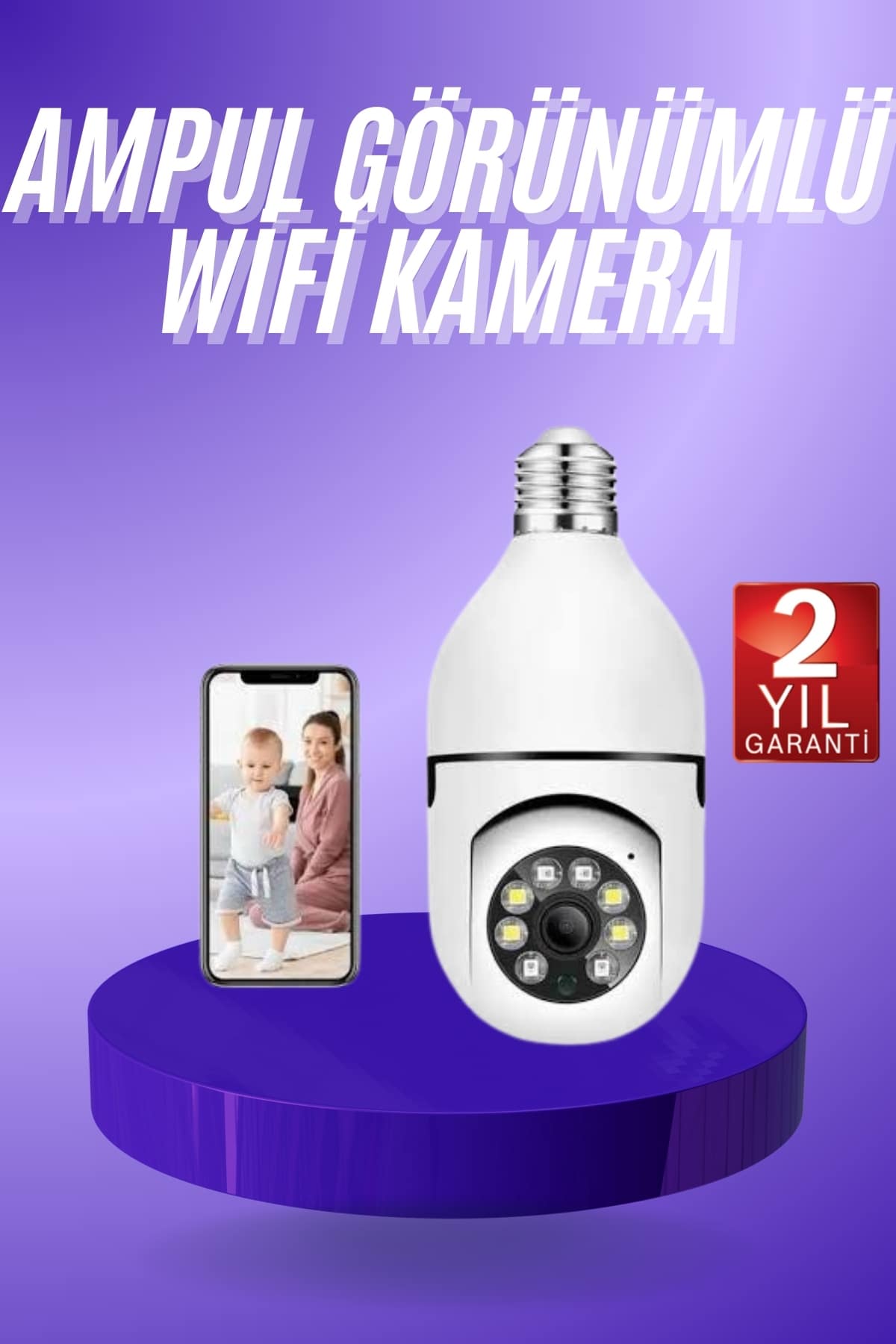 11-140 Güvenlik Kamerası Wi-Fi Özellikli 360 Derece Full Hd 1080p Ampül Kamera - Vipsepet - Görsel 1