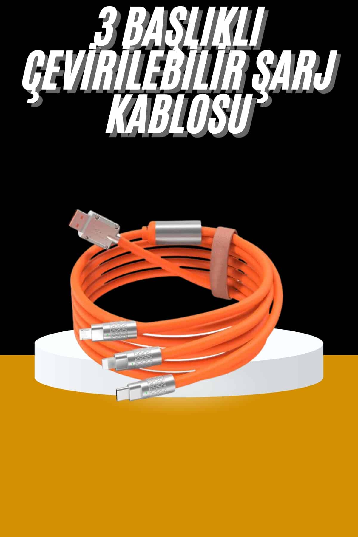 11-163 120W 3 İn 1 Uyumlu Silikon Şarj Kablosu Hızlı Şarj Kablosu - Vipsepet - Görsel 1