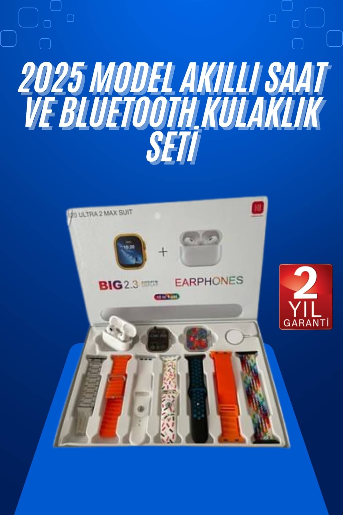 11-168 Yeni Nesil 7 Kordonlu Arama Bildirim Özellikli Kulaklık Hediyeli Akıllı Saat - Vipsepet - Görsel 1
