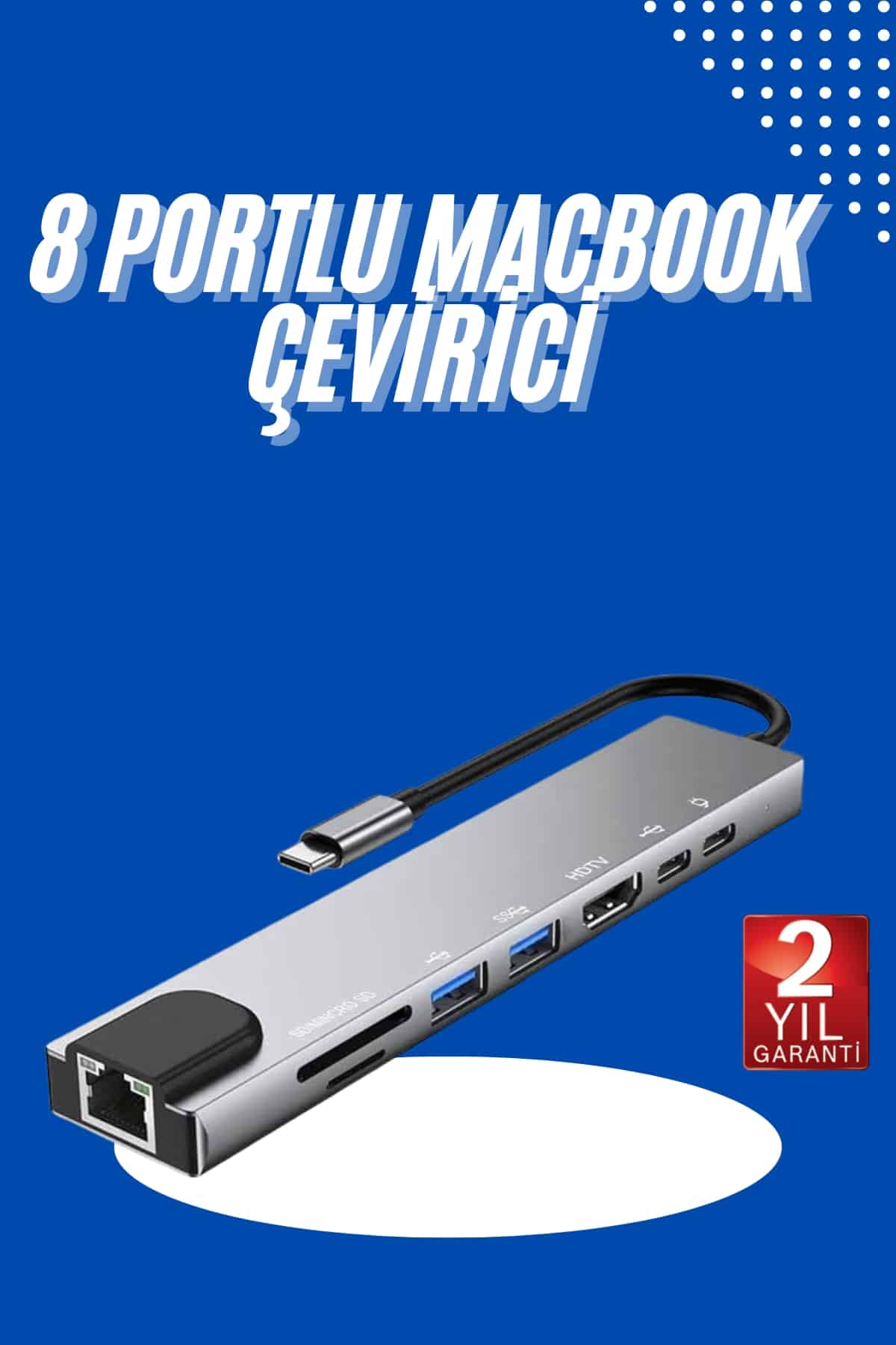 11-170 Usb Type-c Hub Dönüştürücü Çevirici Çoklayıcı Macbook Çevirici 8 Portlu - Vipsepet - Görsel 1
