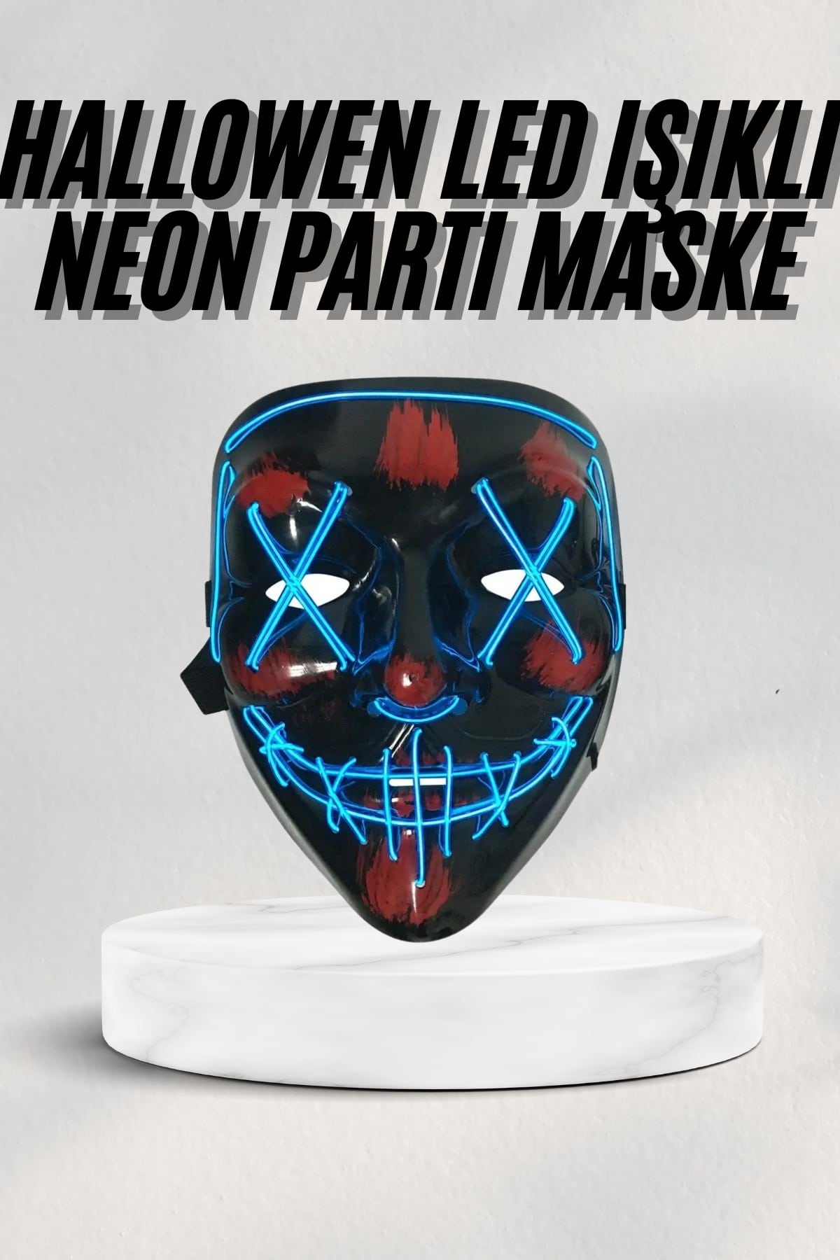11-219 Led Işıklı Neon Maske Cadılar Bayramı Maskesi Korkunç Korku Maskesi - Vipsepet - Görsel 1