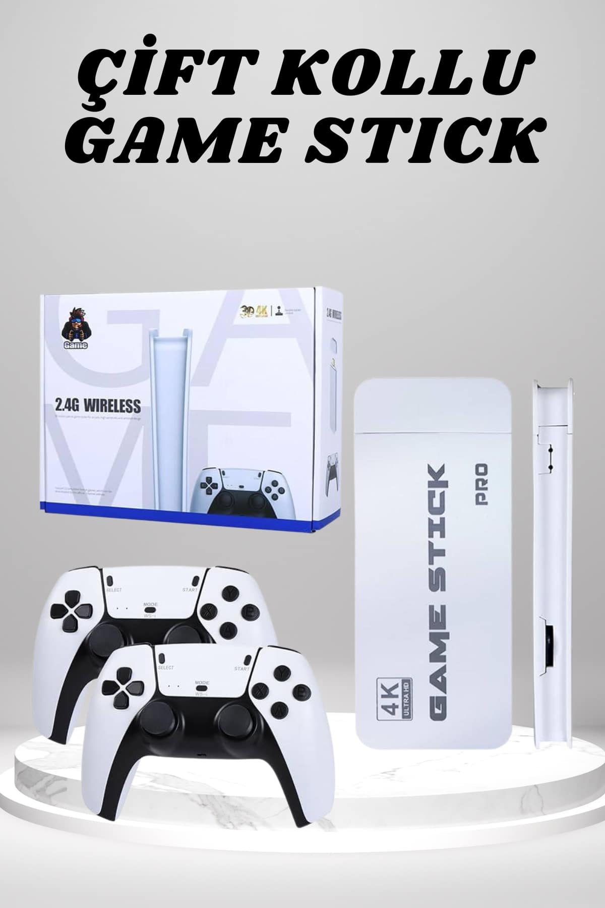 11-24 4K HD Görüntü Kaliteli Retro Game Stick 20000 Oyunlu Çift Kollu Beyaz Game Stick - Vipsepet - Görsel 1