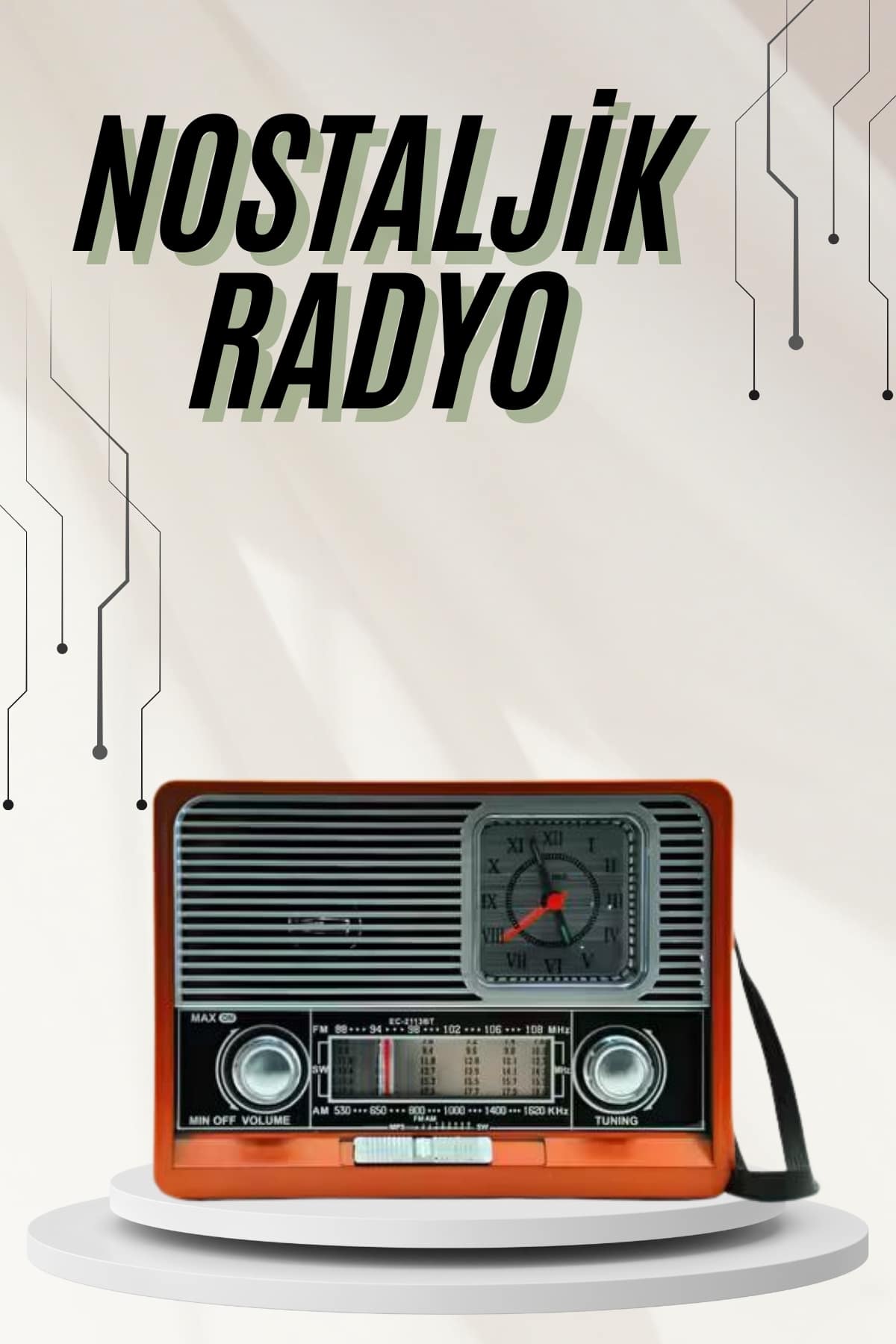 11-25 Saatli Fenerli Bluetooth Nostaljik Radyo AUX SD USB Girişli Bluetooth Hoparlör - Vipsepet - Görsel 1