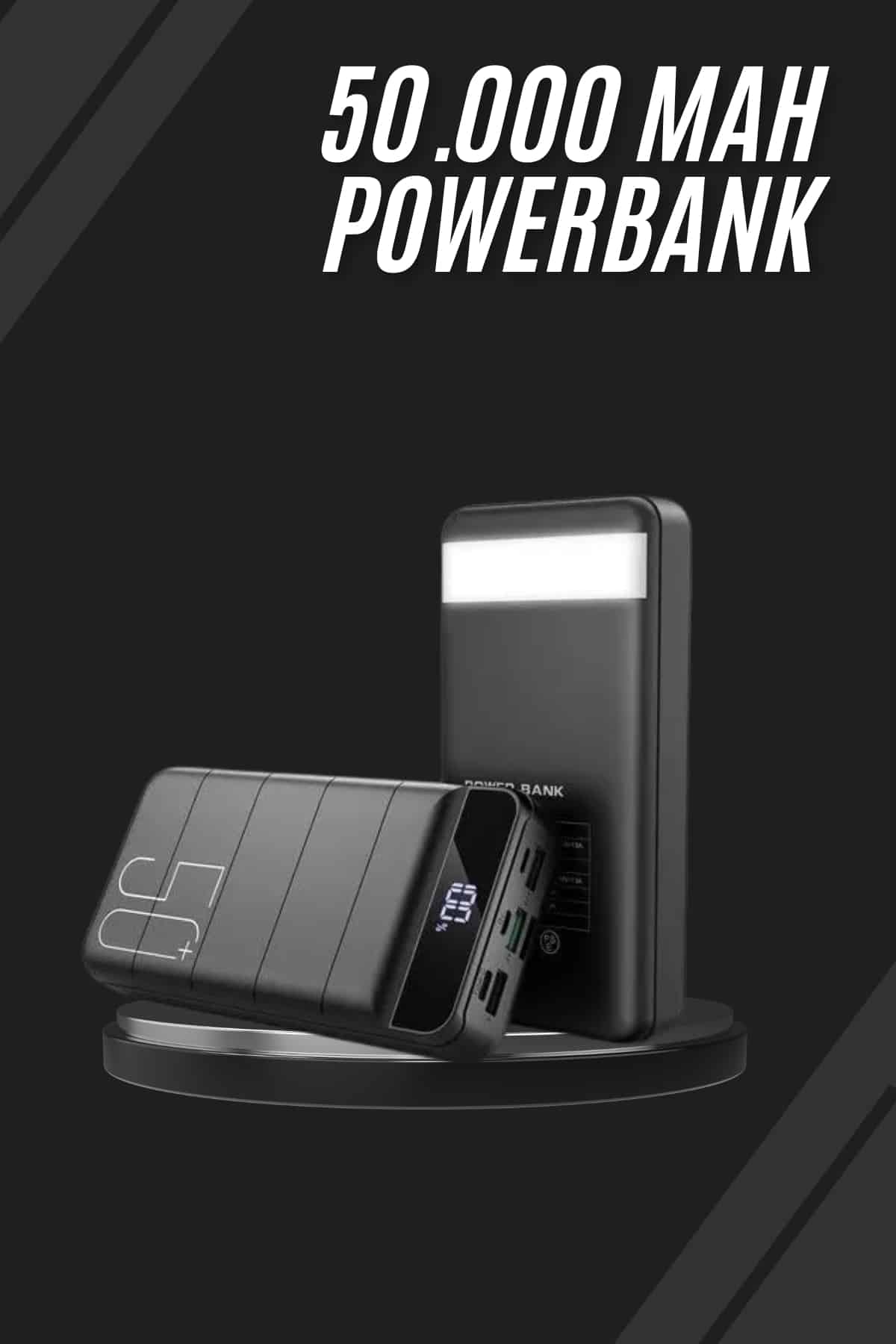 11-45 Taşınabilir Powerbank 50.000 mAh 4 Girişli Hızlı Şarj Led Göstergeli Fenerli Şarj - Vipsepet - Görsel 1
