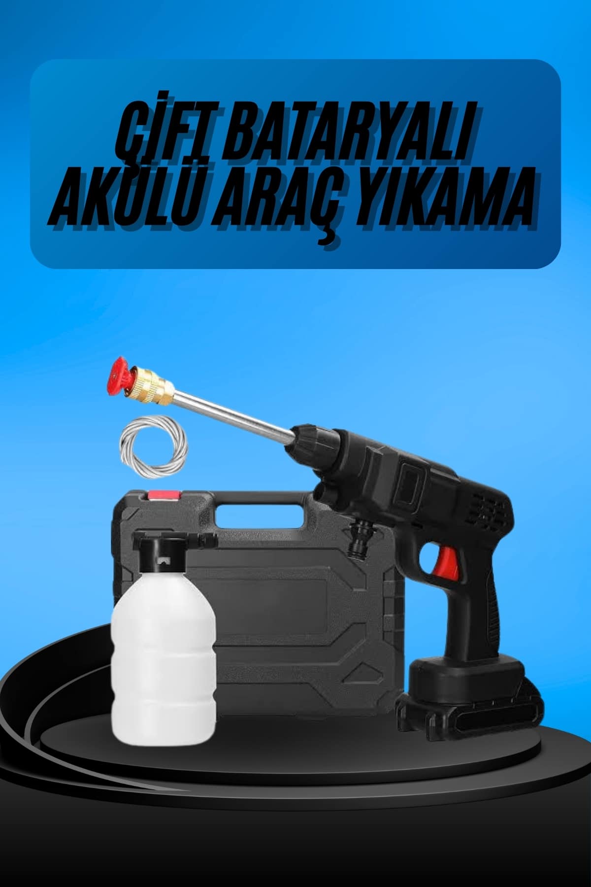 11-57 Akülü Oto Araç Yıkama Yüksek Basınçlı Araba Yıkama Makinesi Şarjlı - Vipsepet - Görsel 1