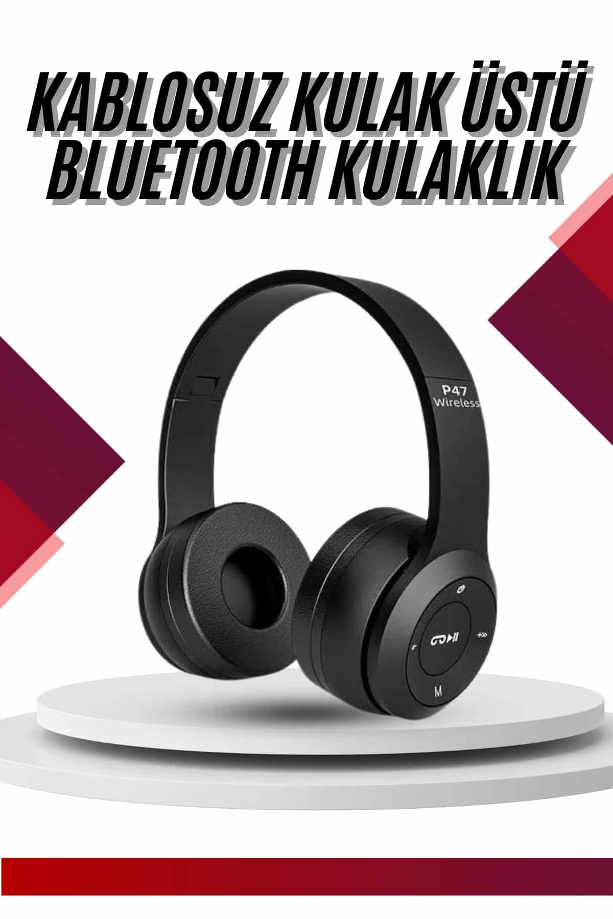 11-7 Bluetooth Kablosuz Kulaklık Siyah Wireless 5.0 Kulak Üstü Uzun Pil Ömrü - vipsepet - Görsel 1
