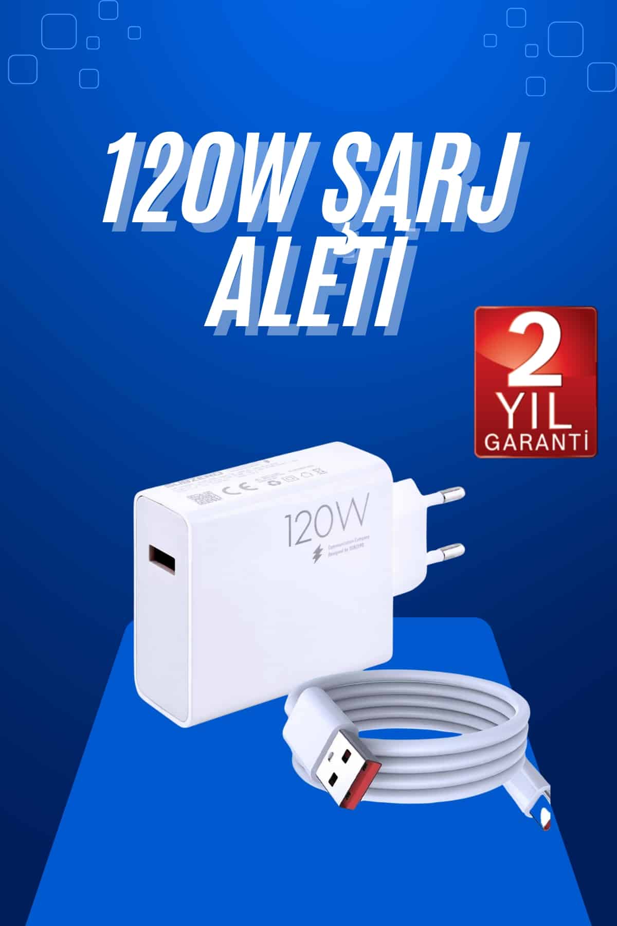 11-75 120 Watt Turbo Hızlı Şarj Aleti Seti Hızlı Şarj Adaptörü Beyaz - Vipsepet - Görsel 1