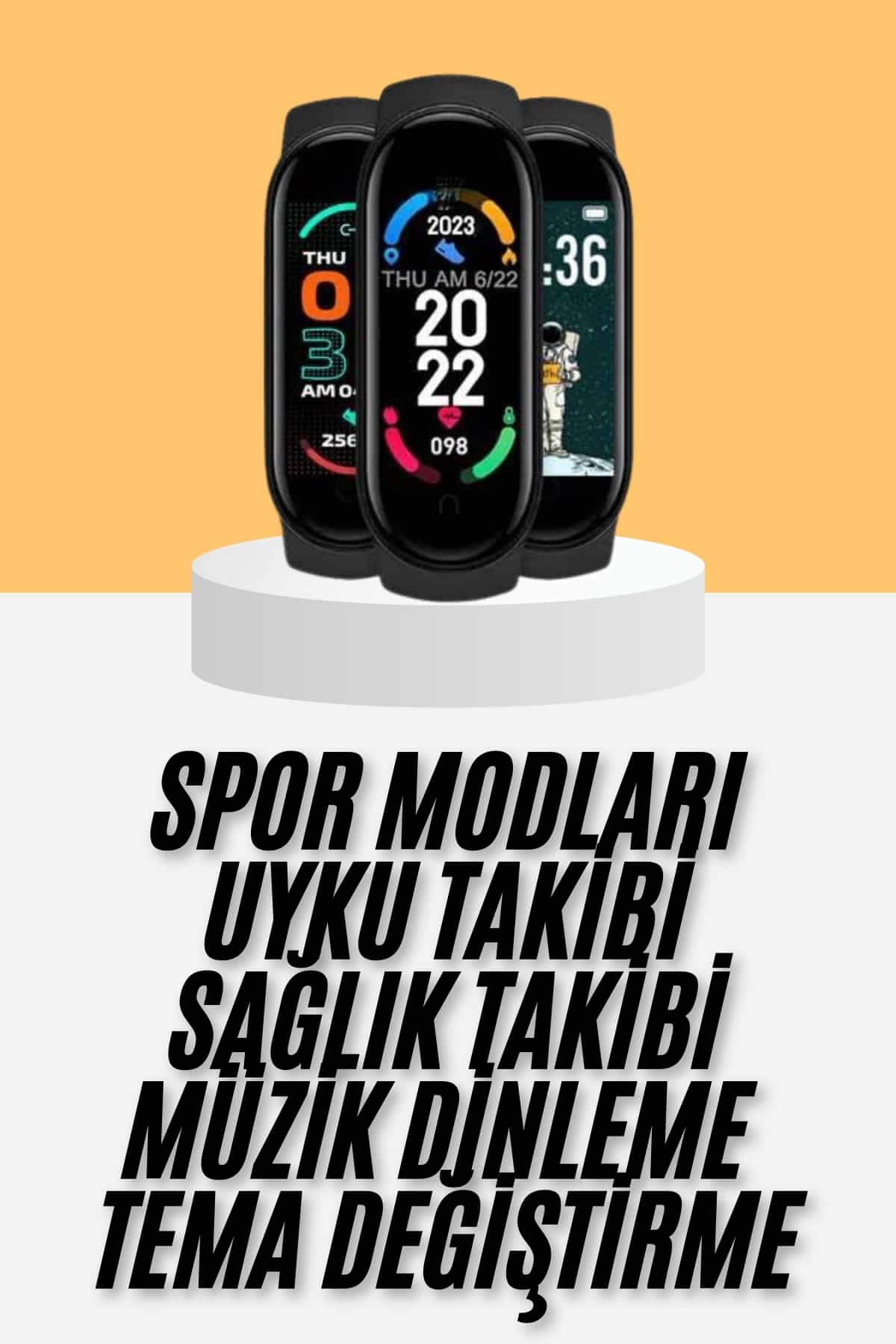 12-2 M6 Akıllı Bileklik Siyah Adımsayar Spor Takibi Android ve İOS Uyumlu - Vipsepet - Görsel 1