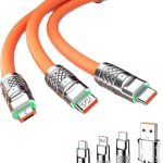 120W 3 İn 1 Uyumlu Silikon Şarj Kablosu Hızlı Şarj Kablosu - Vipsepet