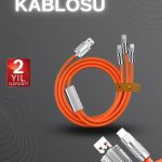 120W Hızlı Şarj Kablosu Turuncu Yüksek Güç Kapasitesi Çoklu Şarj Girişi - Vipsepet