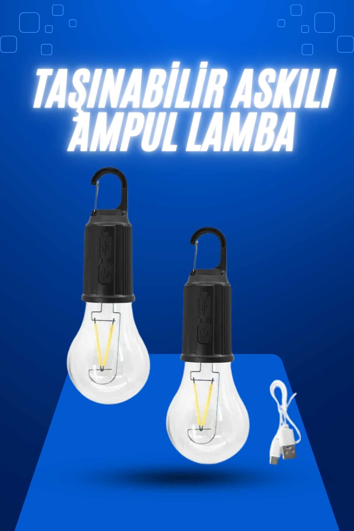 16-8 Askılı Kırılmaz Led Işık Kamp Bahçe Lambası Taşınabilir Led Ampul Şarjlı - Vipsepet - Görsel 1