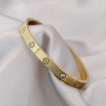 316L Çelik Gold Renk Zirkon Taşlı Bileklik - Vipsepet