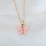 Gold Kaplama Pembe Sedefli Kelebek Kolye - Vipsepet