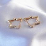 Gold Renk Zirkon Taşlı Yıldız Model Kadın Küpe - Vipsepet