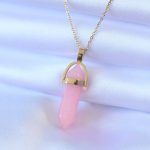 316L Çelik Gold Renk Kristal Pembe Taş Model Kadın kolye - Vipsepet
