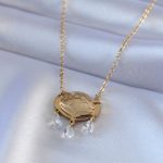 316L Çelik Gold Renk Lotus Model Zirkon Taşlı Kadın Kolye - Vipsepet
