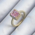 Pirinç Gold Renk Pembe Zirkon Taşlı Kadın Yüzük - Vipsepet
