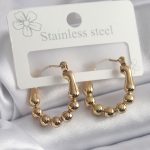 316L Çelik Gold Renk Topçuk Halka Model Kadın Küpe - Vipsepet