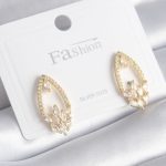 Pirinç Gold Renk Zirkon Taşlı Kadın Küpe - Vipsepet