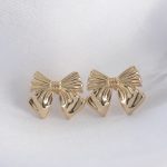 Pirinç Gold Renk Fiyonk Küpe - Vipsepet