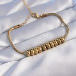 316L Çelik Gold Renk Oval Figürlü Bileklik - Vipsepet