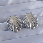 316L Çelik Gümüş Renk İstiridye Model Küpe - Vipsepet