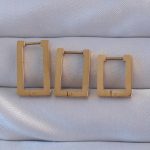 316L Çelik Gold Renk Dikdörtgen Küpe Seti - Vipsepet