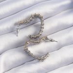 Pirinç Gold Gümüş Renkli Tırtıklı Kalp Küpe - Vipsepet