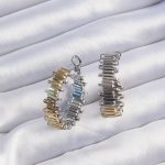 Pirinç Gold Gümüş Renkli Tırtıklı Halka Küpe - Vipsepet