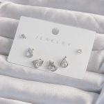 Pirinç Gümüş Renk Zirkon Taşlı Damla Model Küpe Seti - Vipsepet