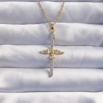 316L Çelik Zincir Gold Renkli Zirkon Taşlı Anka Kuşu Kolye - Vipsepet