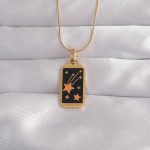 316L Çelik Gold Renk Siyah Mineli Yıldız Figür Tarot Kolye - Vipsepet