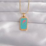 316L Çelik Gold Renk Mavi Mineli Tarot Kolye - Vipsepet
