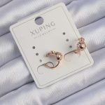 Xuping Rose Renk Zirkon Taşlı Bombeli Topçuk Earcuff Küpe - Vipsepet