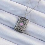 316L Çelik Zincir Eskitme Gümüş Renk Pembe Mineli Kalp Figürlü Tarot Kolye - Vipsepet